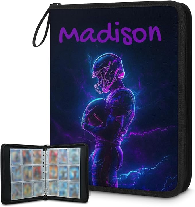 Custom Name 9 Pockets Football Card Binder, Personalized Rugby Collector Album by Joyousleap