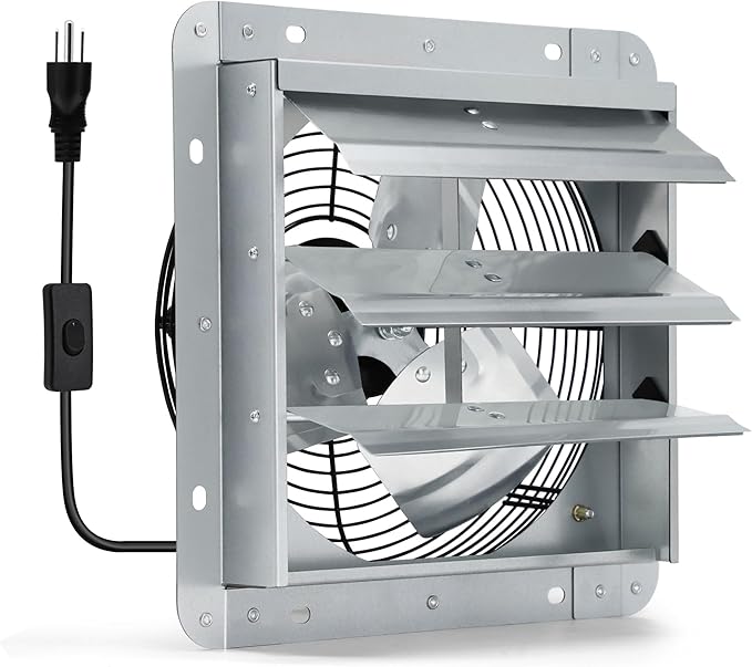 7 Inch Shutter Exhaust Fan, Wall Mount Attic Fan by Hipoilk