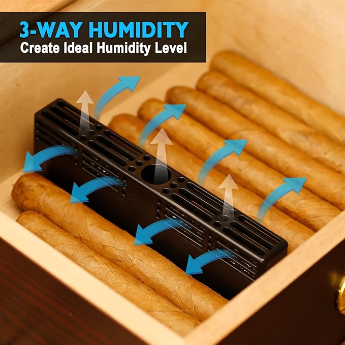 Humidor Cigar Humidifier, Cigars Humidor Solutions Kit, 3-Way Humidification - Image 3