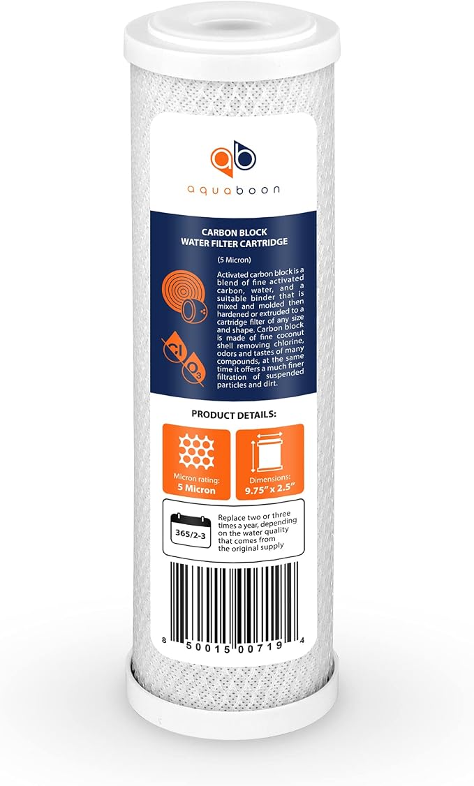 Aquaboon 5 Micron 10 x 2.5 Carbon Block Water Filter Cartridge CTO Whole House - Image 7