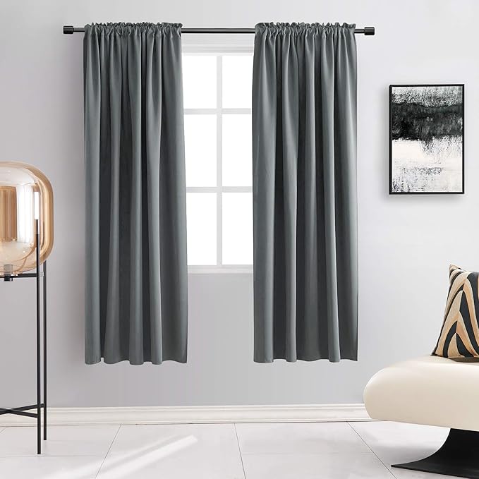 DONREN Medium Gray Blackout Curtains by DONREN