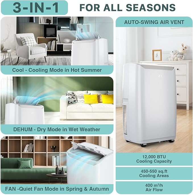Quiet 12000 BTU Air Conditioner Portable - Image 4