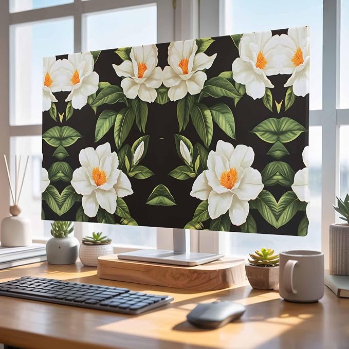 Rural White Gardenia Flower Indoor TV Cover, Elastic TV Screen Protector - Image 4