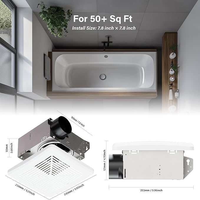 50CFM Bathroom Exhaust Fan: Retrofit Ceiling Bath Vent Fan - Image 2