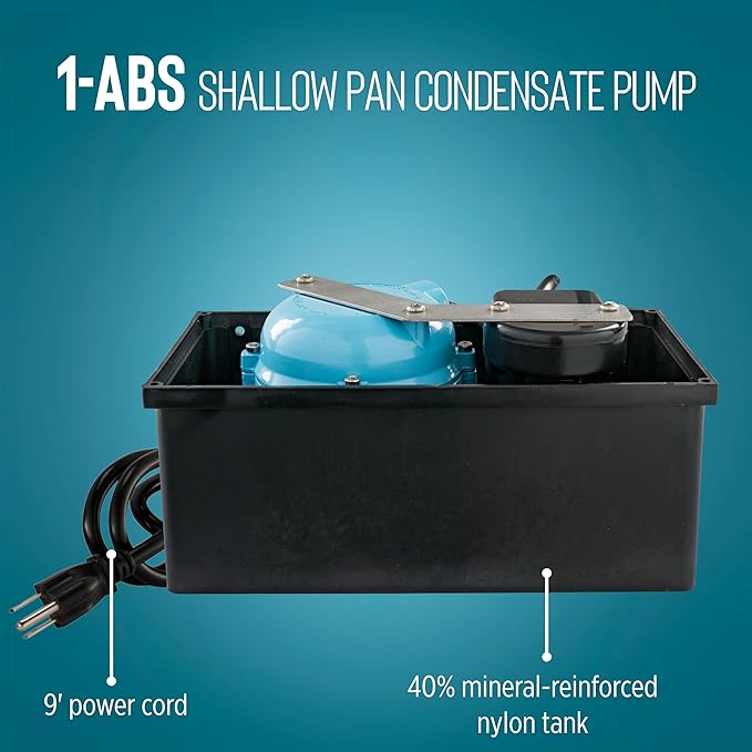 Little Giant 1-ABS 115-volt, 1/150 HP, 205 GPH Automatic Shallow Pan Condensate - Image 4