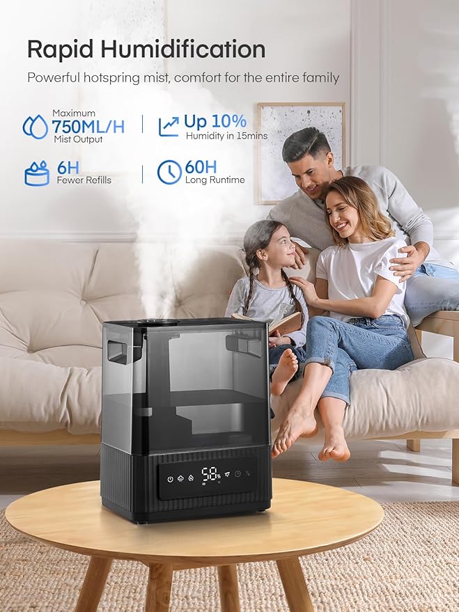 FOHERE Smart Humidifier for Bedroom, 6L Quiet Warm Cool Mist Humidifier - Image 3