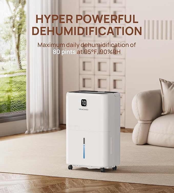 80 Pint Dehumidifier for Basement & Home up to 5500 sq.ft, Smart Humidity - Image 2