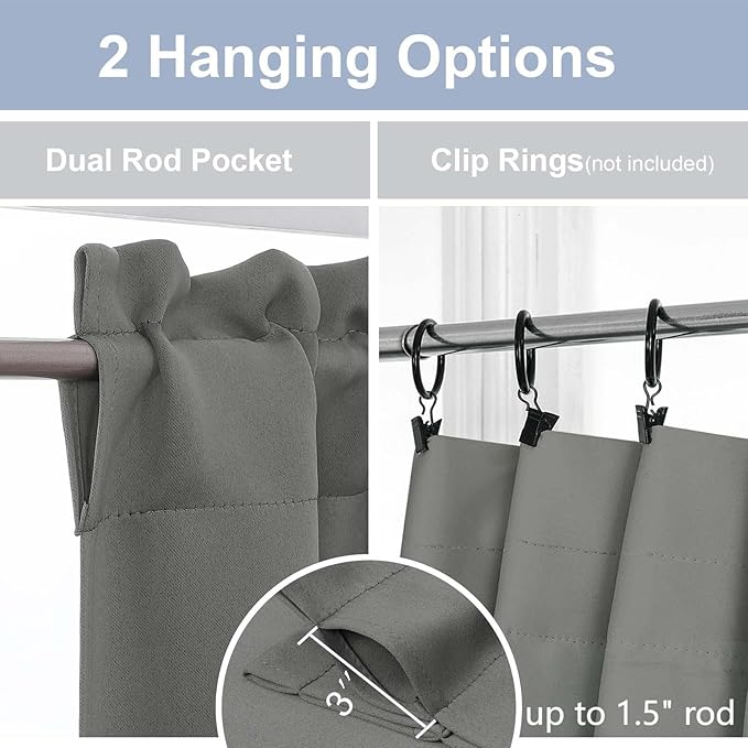 Chyhomenyc Light Grey Short Blackout Curtains 36 Inch Length, Small Kitchen - Image 5
