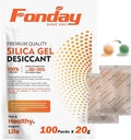 20g x 100 Packs Fonday Rechargeable Silica Gel Desiccant Packets Food Grade by Fonday