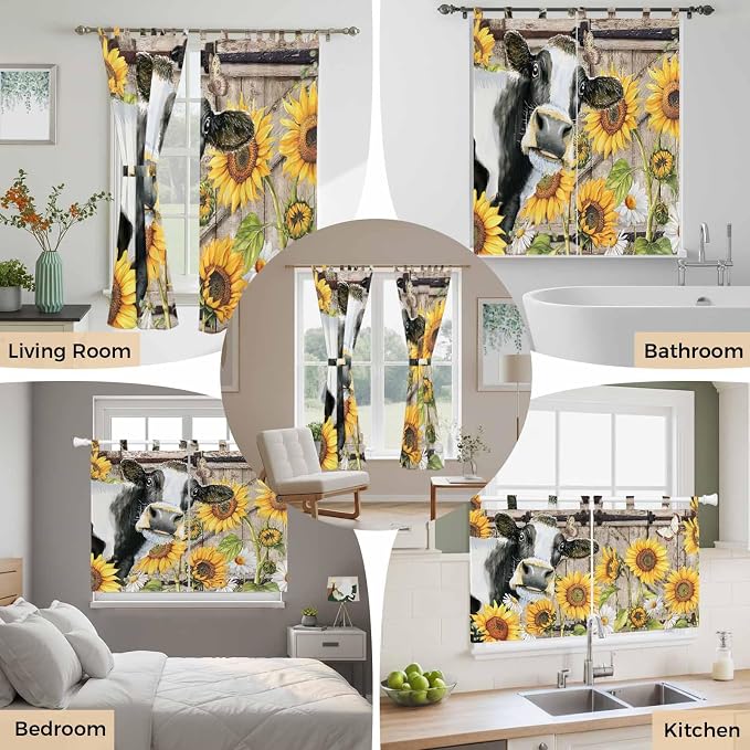 Retro Farmhouse Flower Bedroom Curtains 72 Inch Length, Window Curtains Tab Top - Image 7