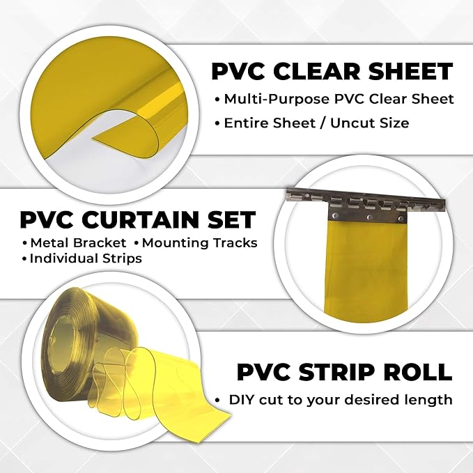 Yellow Kit PVC Smooth Plastic Strip Door Curtain 48x84 in Standard Clear - Image 5