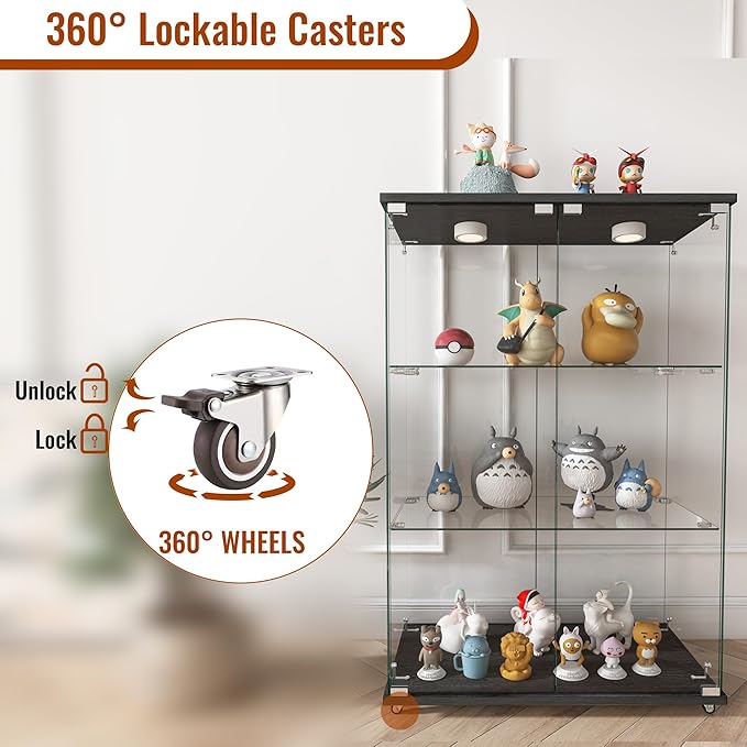Yoluckea 3-Tier Glass Display Cabinet - Image 5