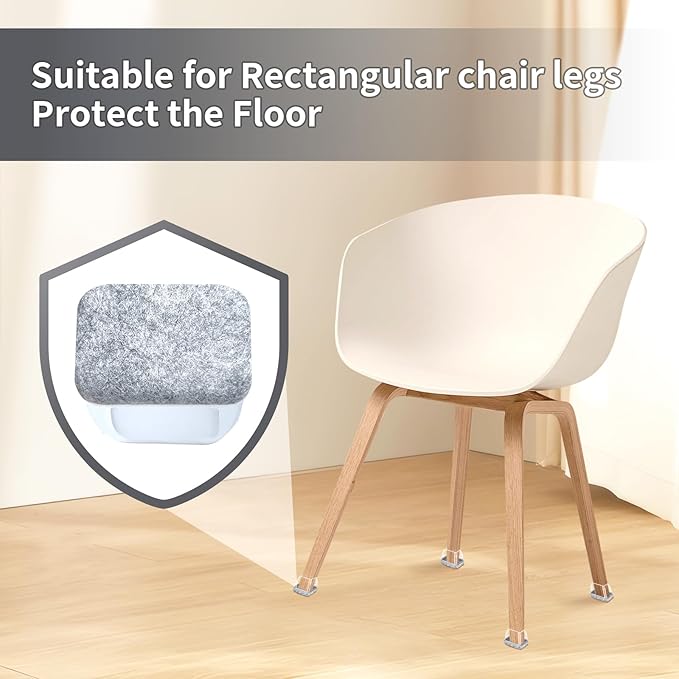 Ezprotekt 16 Pcs Rectangle Grey Felt Chair Leg Floor Protectors - Image 5