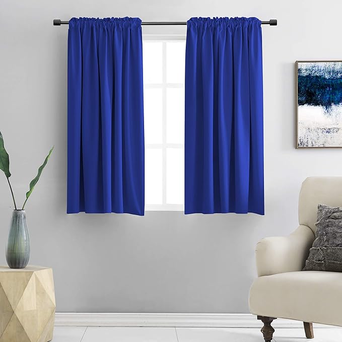 DONREN 48 Inch Curtains Deep Blue Blackout Curtains by DONREN