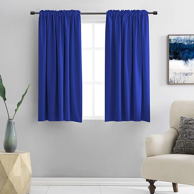 DONREN 54 Inch Length Royal Blue Blackout Curtain Drapes by DONREN