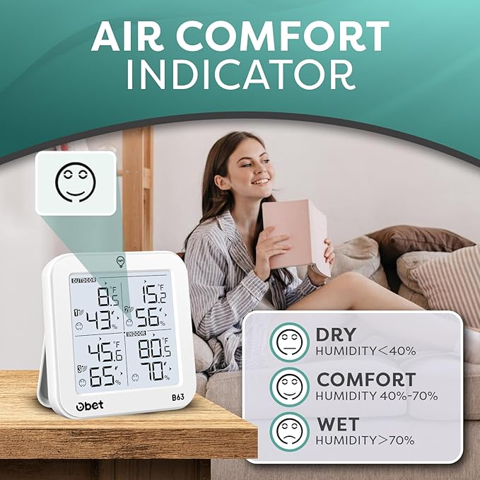 OBET Indoor Outdoor Thermometer Wireless Weather Station - Image 4