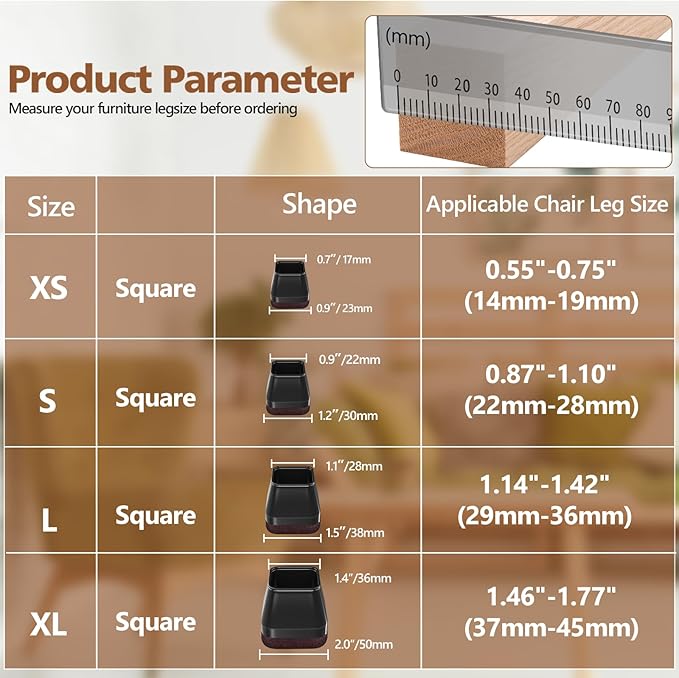 16Pcs Square Chair Leg Floor Protectors - Image 2