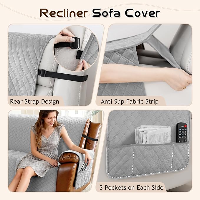 Arfntevss Waterproof Recliner Sectional Couch Covers - Image 4