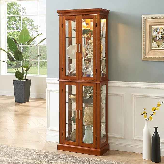 Lighted Wooden Display Curio Cabinet, Cabinet - Image 2