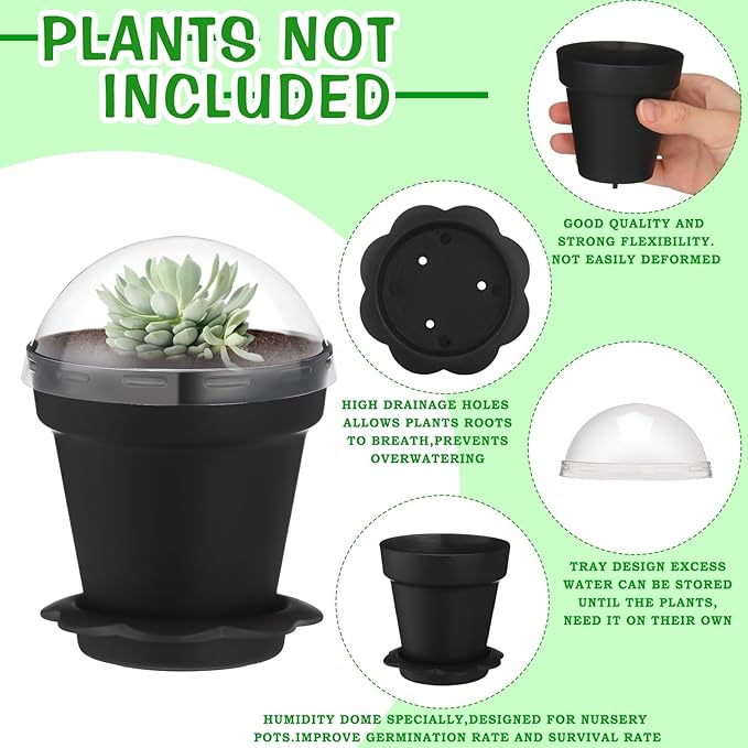 30 Pcs Plant Nursery Pots with Humidity Dome 2.95'' Small Plant Pots Plastic - Image 3