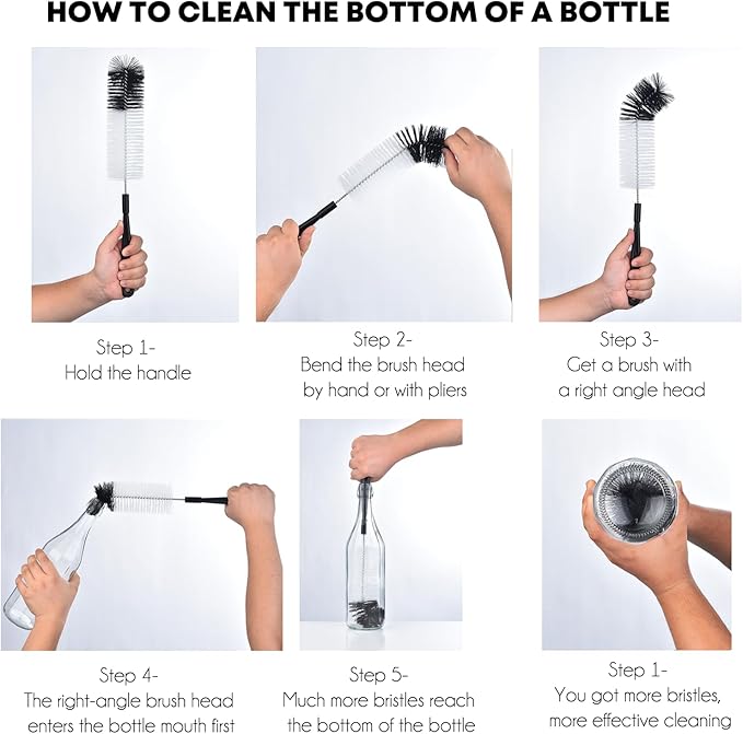 ALINK 16 inch Extra Long Black Bottle Cleaning Brush Cleaner - Image 4