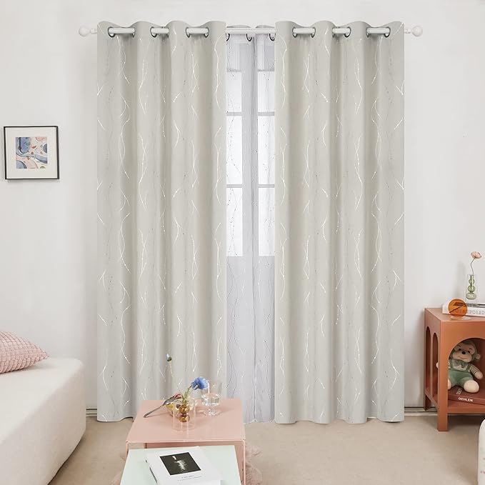 Deconovo Beige Curtains for Living Room, Thermal Insulated Soundproof Drapes - Image 2