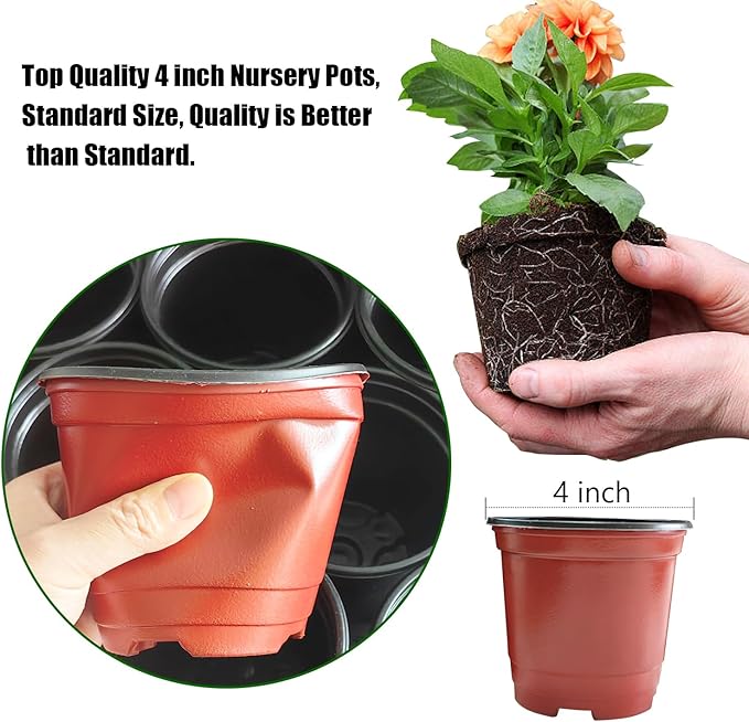 Plant Nursery Pots with Humidity Domes, 25 Sets 4 Inch Soft Nursery Pots - Image 5