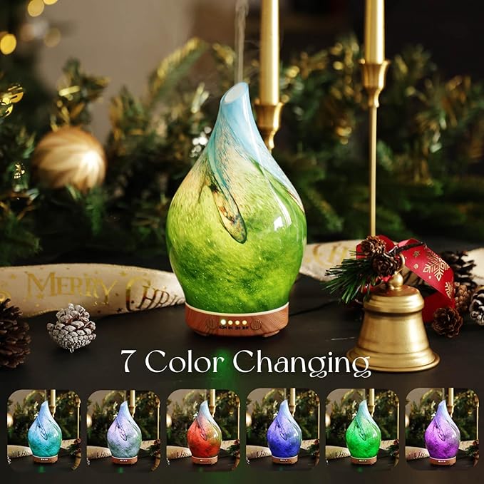 Porseme 150ml Essential Oil Diffuser Glass Color Changing Aroma Air Diffusers - Image 2