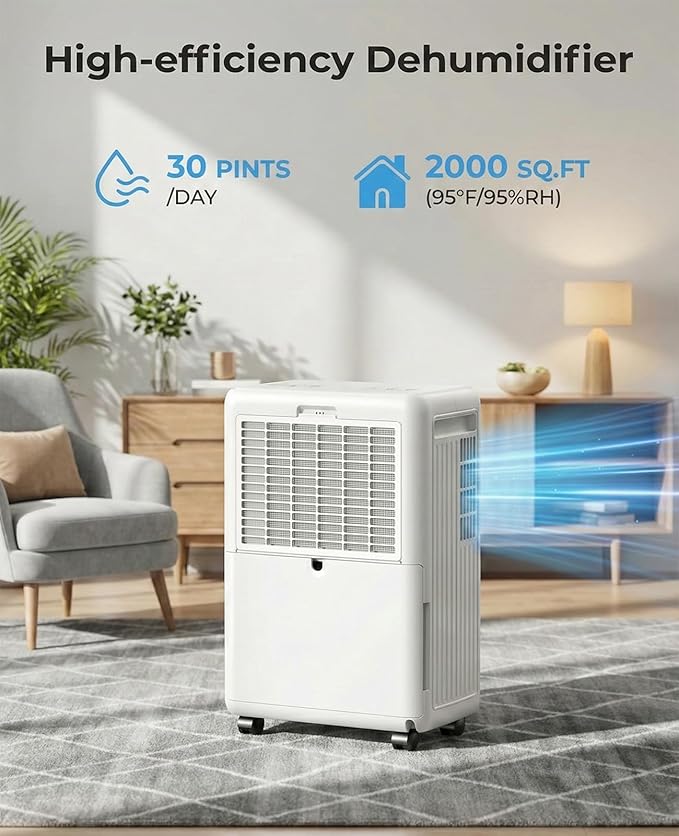 2000 Sq.ft Dehumidifier for Basement, Trazico 30 Pint Dehumidifiers for Home - Image 2