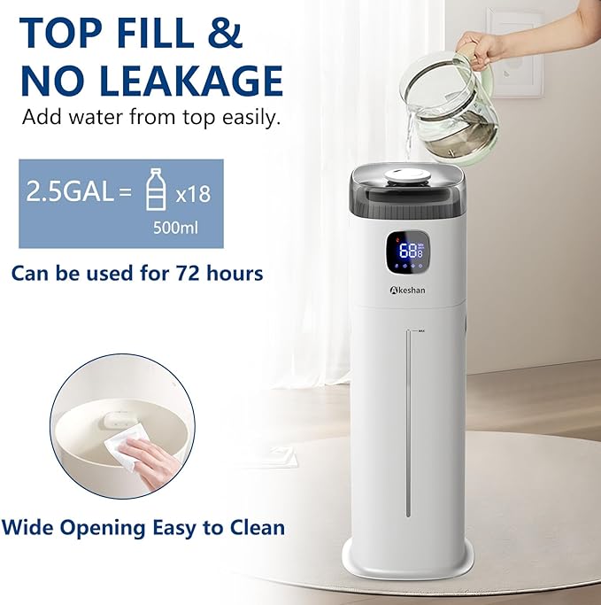 Large Humidifier for Bedroom, 9L/2.5Gal Ultrasonic Cool Mist, Easy Clean - Image 4