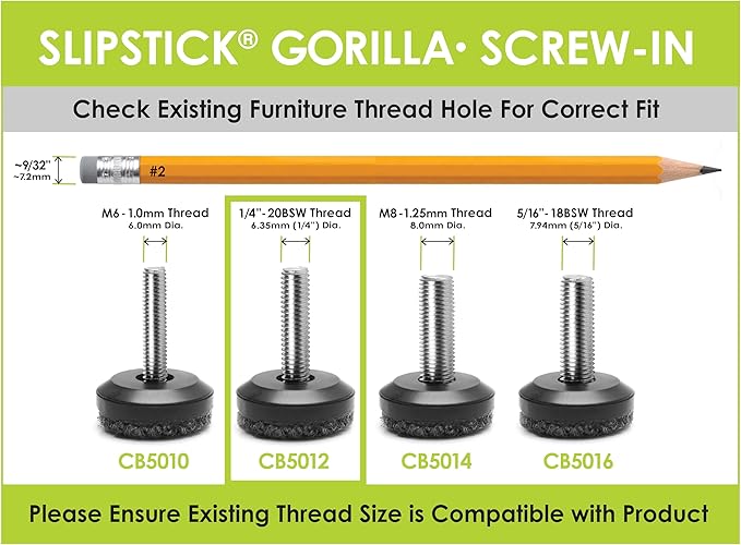 Slipstick Gorilla Outdoor Adjustable Furniture Levelers Weatherproof Screw in - Image 6
