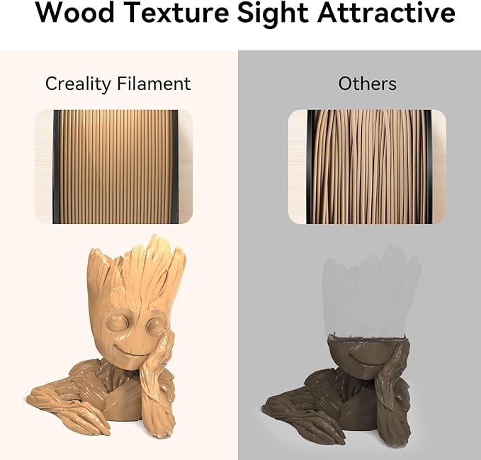 Creality Wood Filament PLA, Dark Brown PLA Filament 1.75mm, Dimensional - Image 2