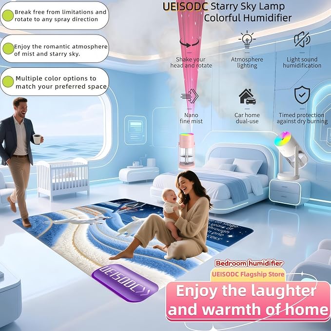 UEISODC bedroom humidifier, desktop USB humidifier, car air freshener, relieves - Image 3