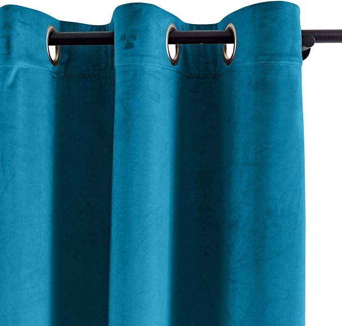 ChadMade Blackout Lined Premium Velvet Curtain Blue 100Wx108L Inch, Eyelet - Image 2