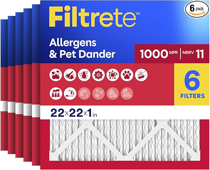 Filtrete 22x22x1 AC Furnace Air Filter, MERV 11, MPR 1000, Micro Allergen by Unknown