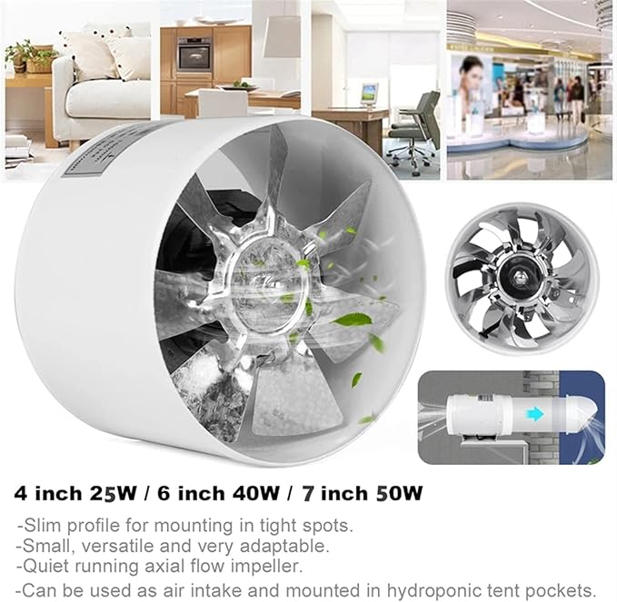 Ventilation Fan 4"/6"/7" Low Noise High Speed Inline Duct Bathroom Toilet Wall - Image 5