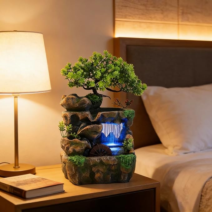 11.81" Tabletop Rockery Fountain Indoor Waterfall Bonsai Desktop Mini Rockery - Image 6