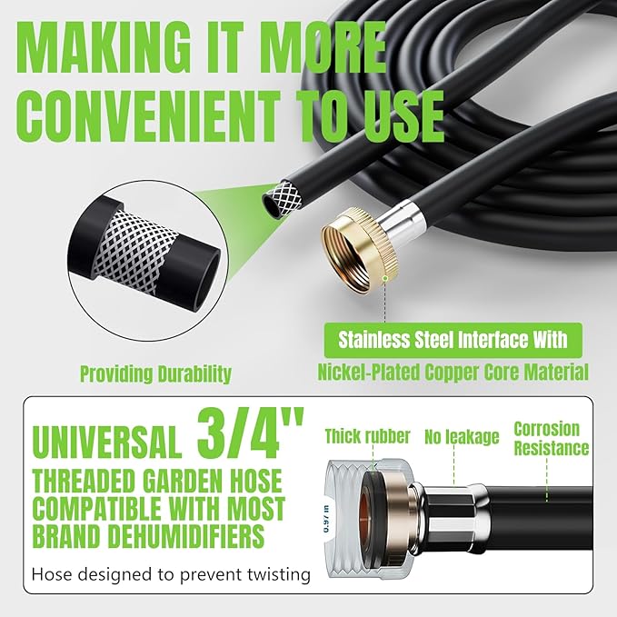 8FT Dehumidifier Drain Hose 3/4" FHT, Leakproof Dehumidifier Hose - Image 2