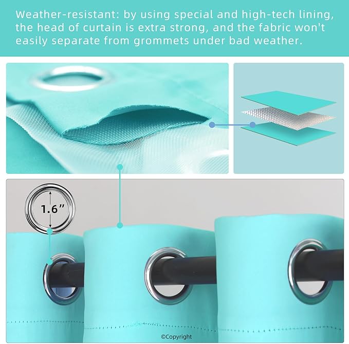 Waterproof Outdoor Curtain W52 x L63 - Image 3