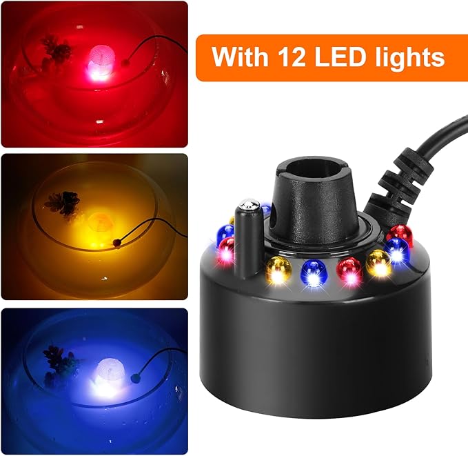 FITNATE Mist Maker, 12 LED Mister Fogger Water Fountain Pond Fog Machine - Image 2
