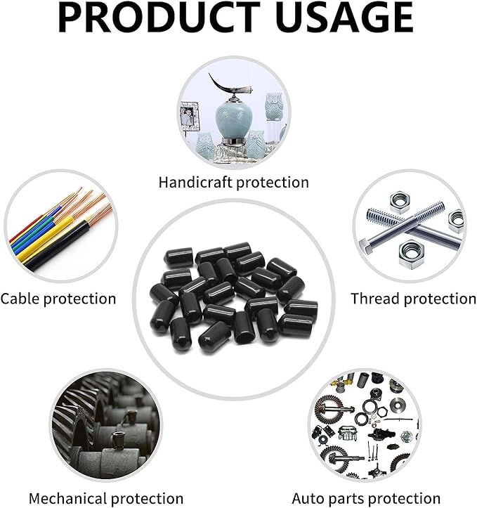 24 Pcs Round Rubber End Caps, 3/8" ID Vinyl Flexible Screw Thread Protectors - Image 4