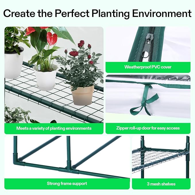 VIVOSUN Transparent 57 x 29 x 77-Inch Mini Walk-in Green House - Image 5