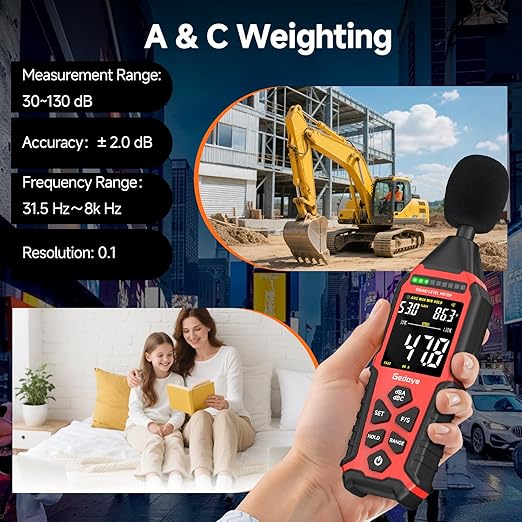Power Supply Available Decibel Meter, Gedaye Sound Level Meter, A/C Weighted - Image 4