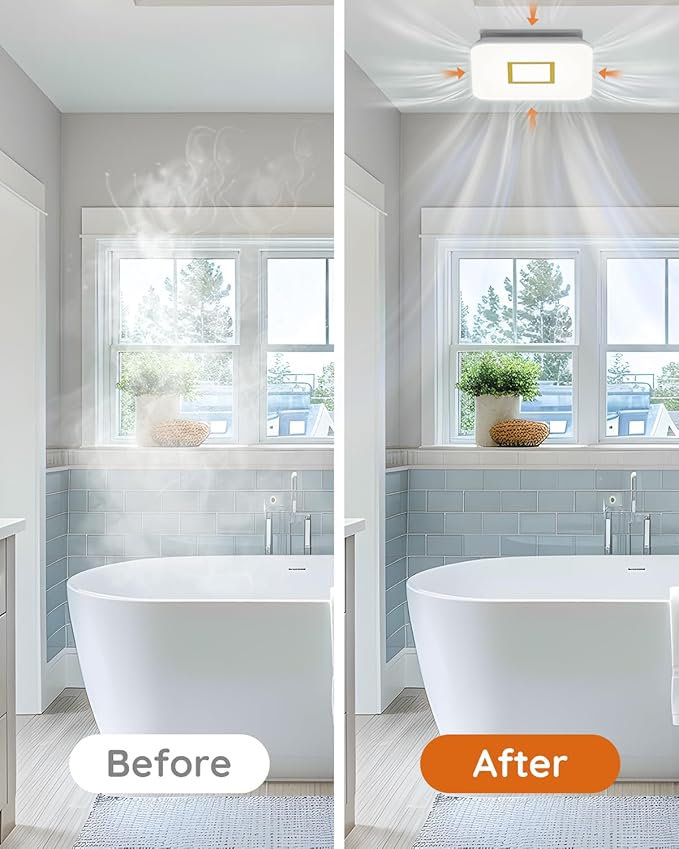 Fitop Bathroom Fan with Light, 110CFM 1.0 Sones 1200lm LED Light - Image 6