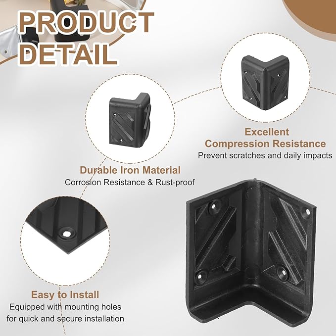 uxcell 8 Pcs 1.69" x 1.69" Speaker Corner Protectors, Plastic Right Angle - Image 3