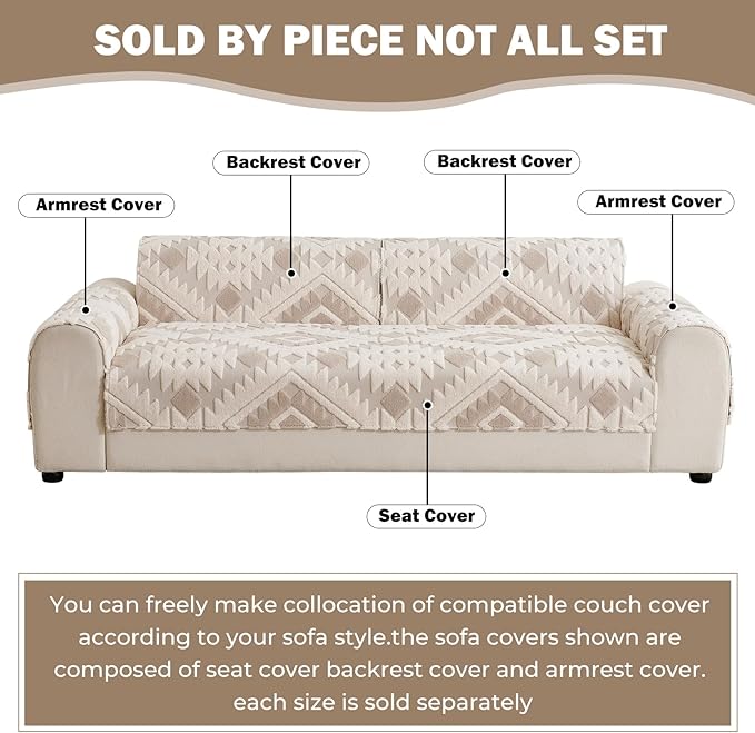 Boho Plush Couch Covers for Sofa Washable, Fuzzy Soft Couch Cover for Sectional - Image 2