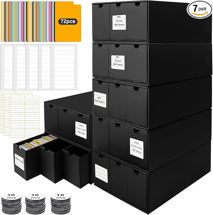 Trading Card Storage Box, Includes 21-600 CT Boxes & Card Dividers, + Trading by QLOUNI