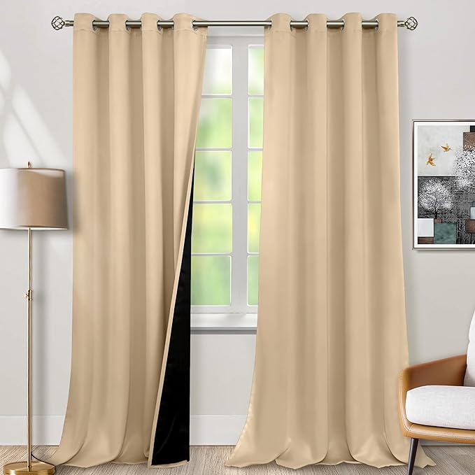 BGment Beige Blackout Curtains 95 Inches Long 2 Panels Set by BGment