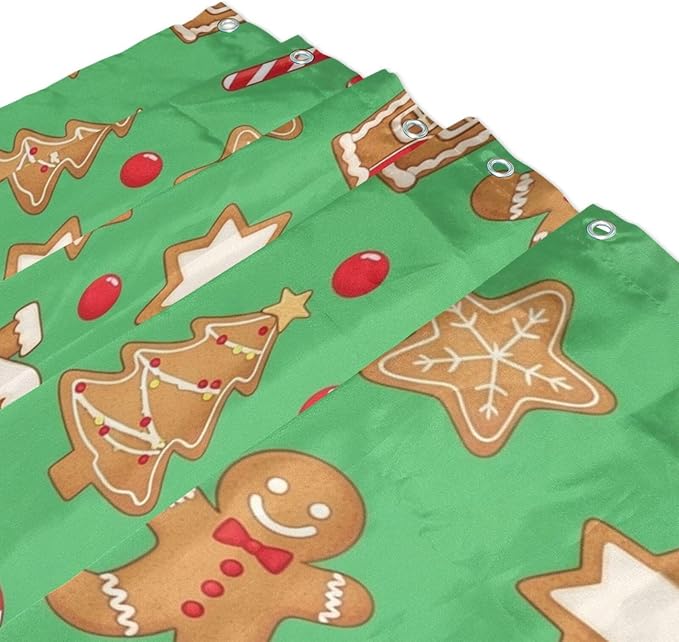 Christmas Gingerbread Brown Shower Curtain Liner 72×72 inch - Image 3