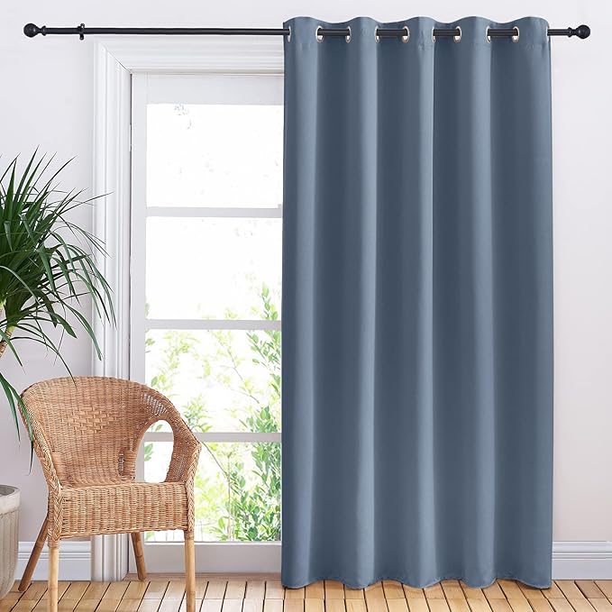 NICETOWN Stone Blue Bedroom Blackout Curtain Panel, Privacy Window Thermal - Image 2